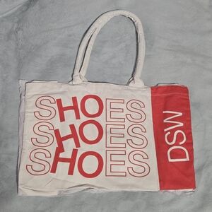 DSW Shoes "HO HO HO" Canvas Tote Bag Christmas Holiday with Padded Handles
